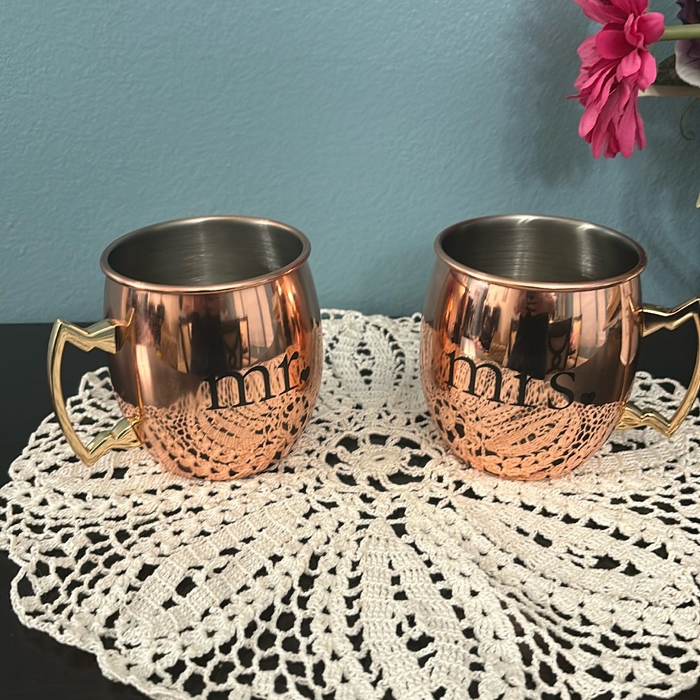 Mr and Mrs Eco One Copper cup set.